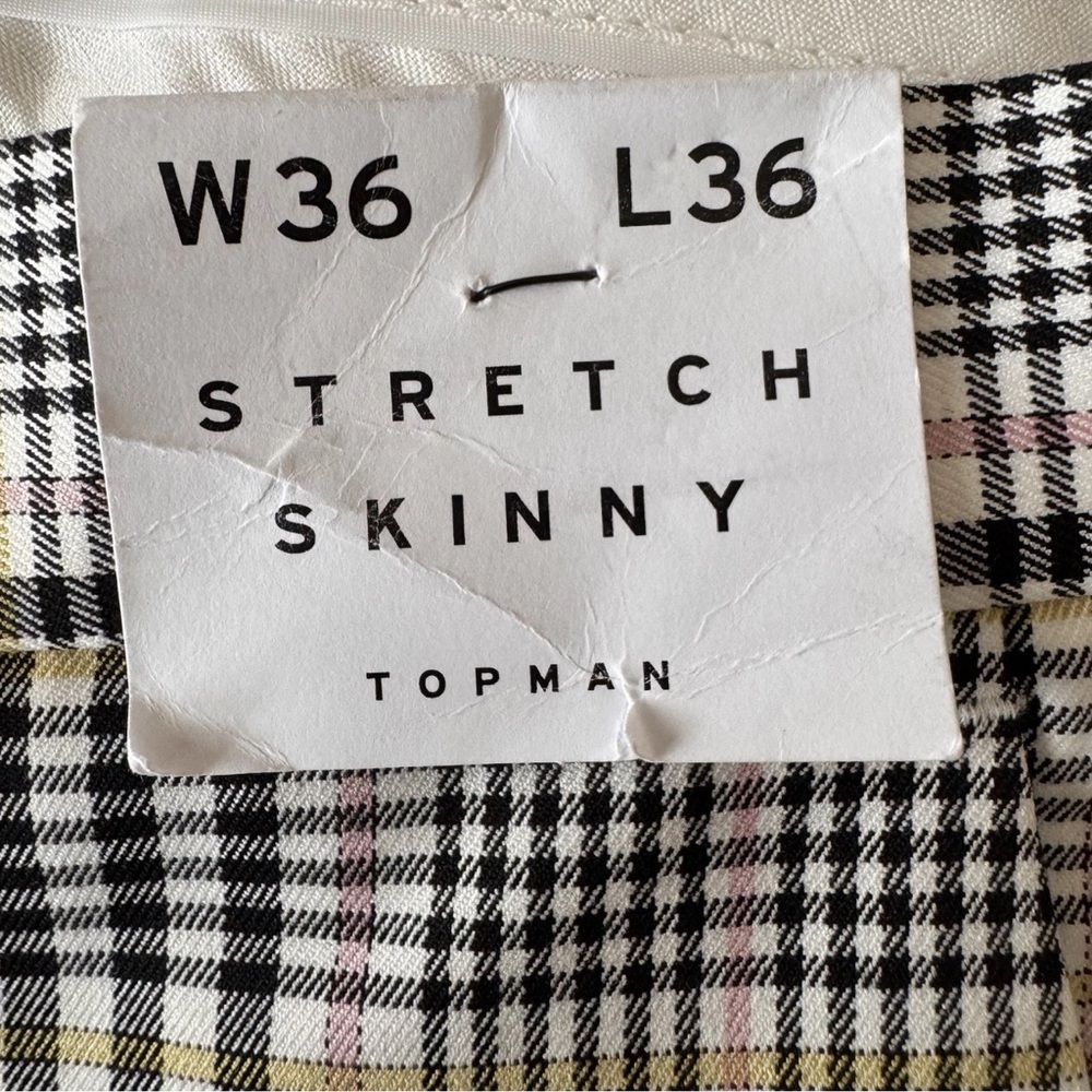 Topman Men's Trousers Stretch Skinny Dress Pants 36x36 Plaid Check Black Pink - Picture 7 of 10
